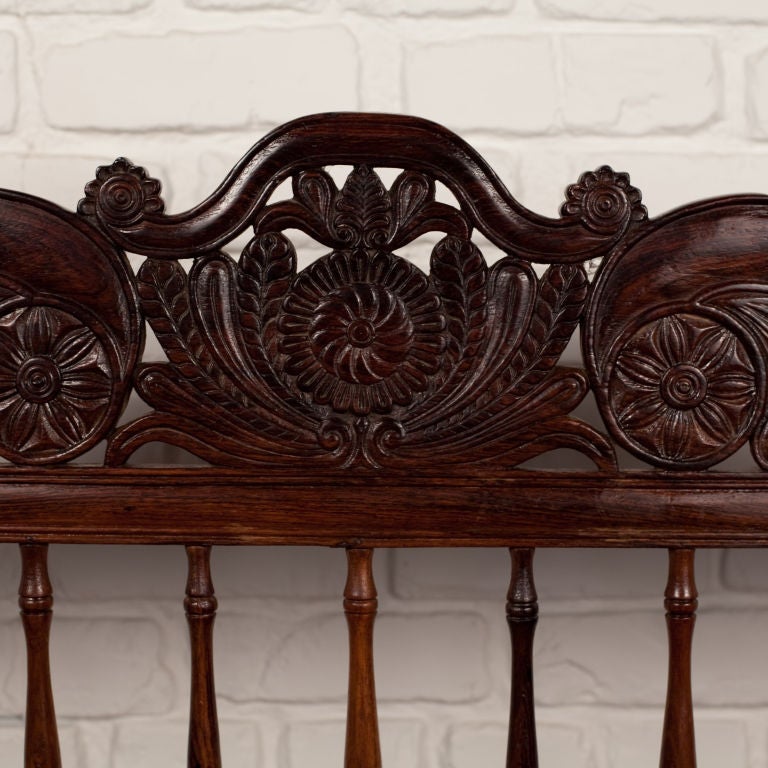 Anglo-Indian Rosewood Bench with Cane Seat 3