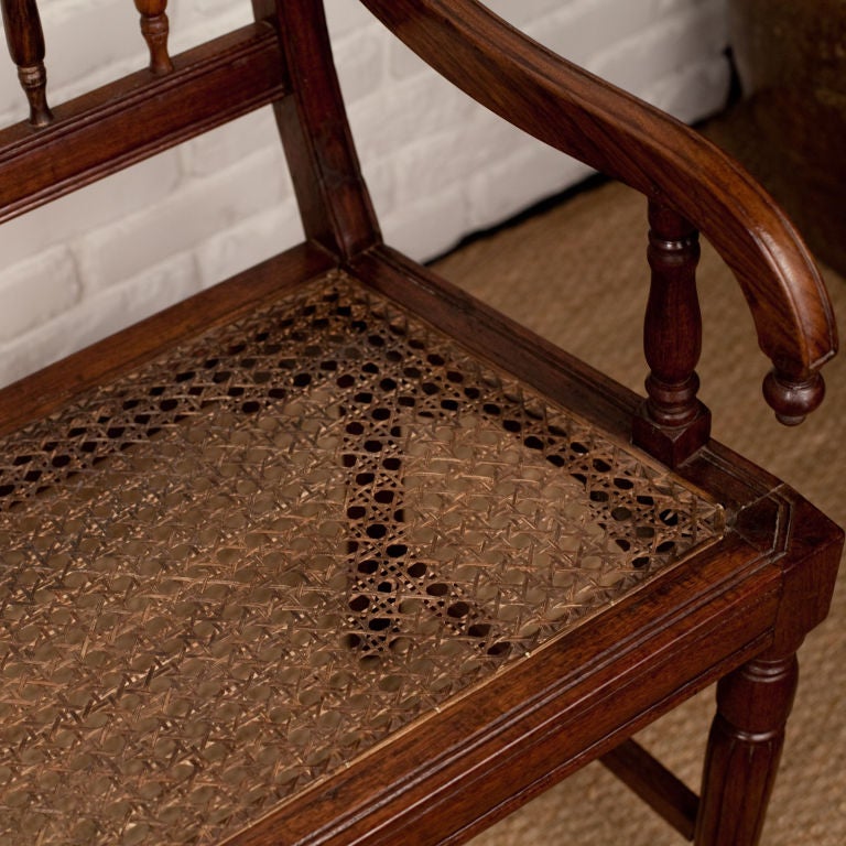 Anglo-Indian Rosewood Bench with Cane Seat 2