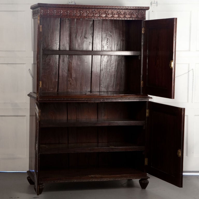 Indian Indo-Portuguese Rosewood Cabinet with Sunburst Doors