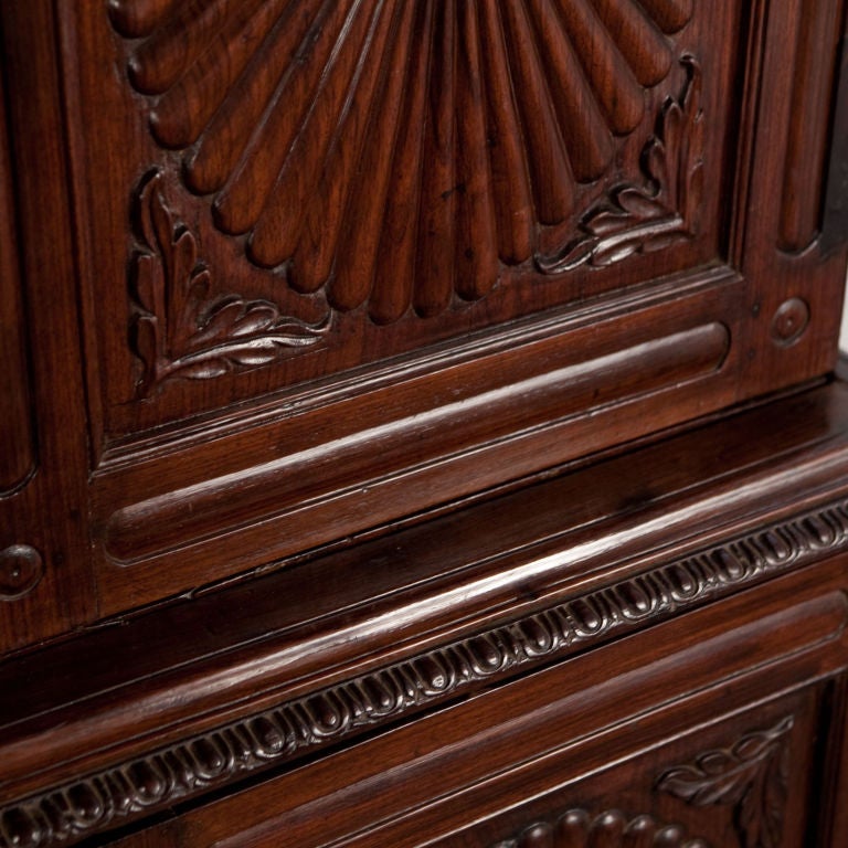 Indo-Portuguese Rosewood Cabinet with Sunburst Doors 1