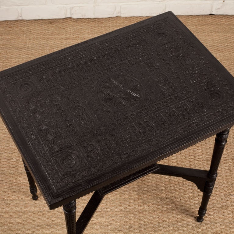 Mughal Style Solid Ebony Teapoy or End Table
