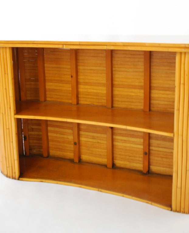 Large Rattan Bar in the Manner of Paul Frankl For Sale 1
