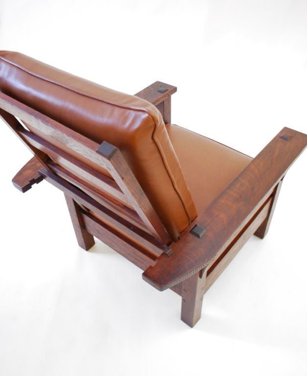 L & JG Stickley Morris Chair, C. 1915, Arts & Crafts- Mission Era In Good Condition In West Palm Beach, FL