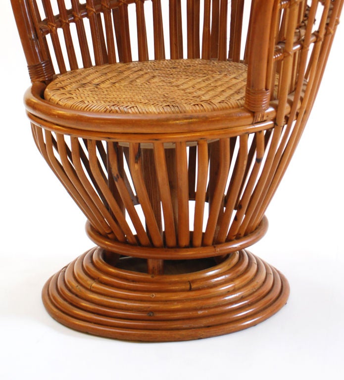 Rattan Swivel Chairs in the Manner of Franco Albini 2