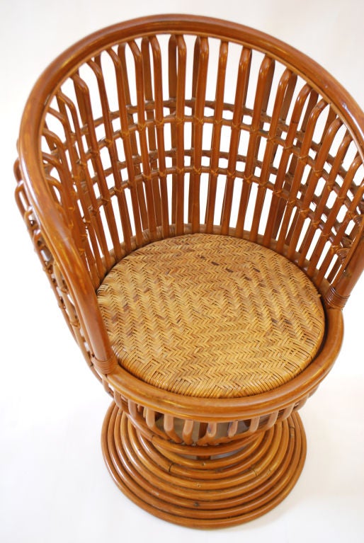 Rattan Swivel Chairs in the Manner of Franco Albini 3