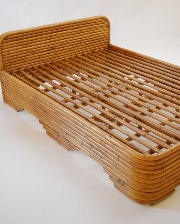 Fine & Rare Rattan Bed in the Manner of Paul Frankl 1