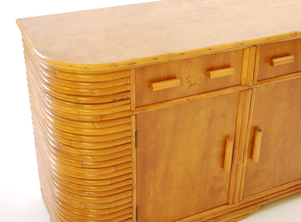 Mid-20th Century Rattan Cabinet in the Manner of Paul Frankl