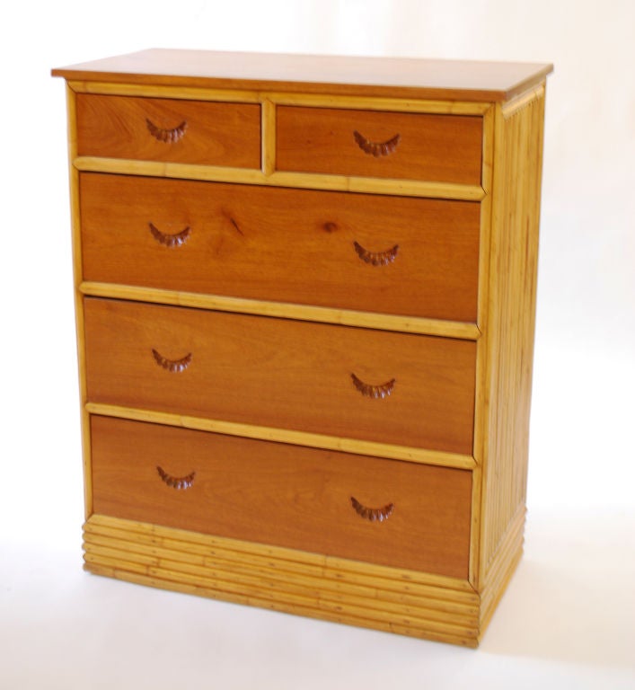 Fine & Rare Pair of Rattan Dressers in the Manner of Paul Frankl