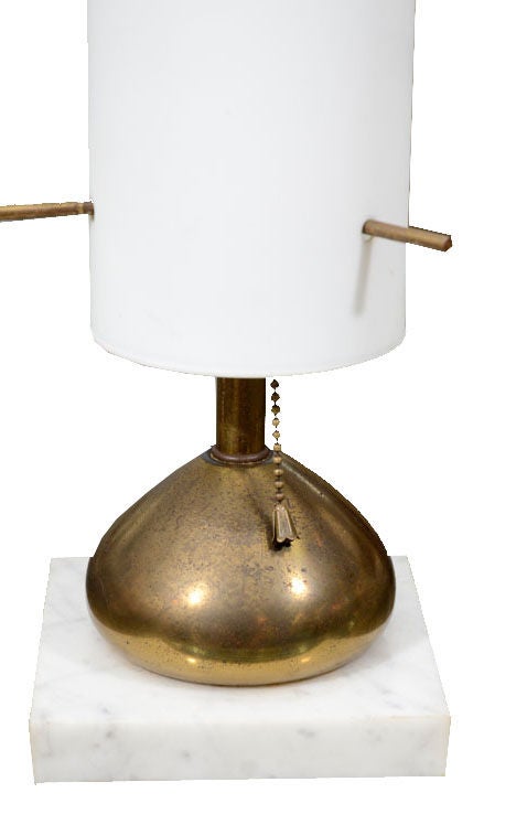 Pair of 1960'S Marble Footed Brass Orb Lamps