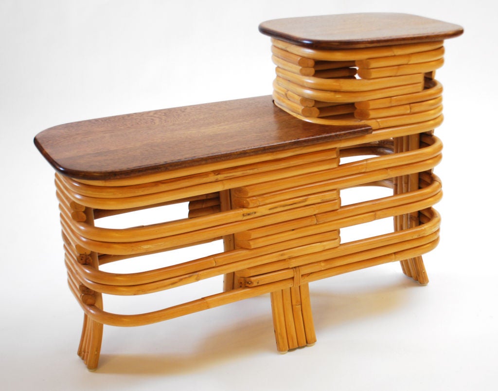 Rattan End Table in the Manner of Paul Frankl