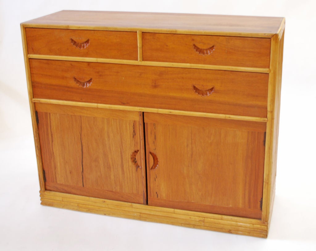 Fine & Rare Rattan Cabinet in the Manner of Paul Frankl