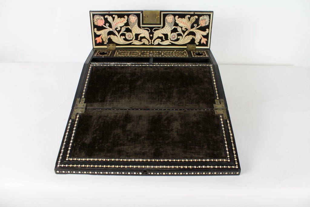 19th Century Anglo-Indian Quil Box Lap Desk 5