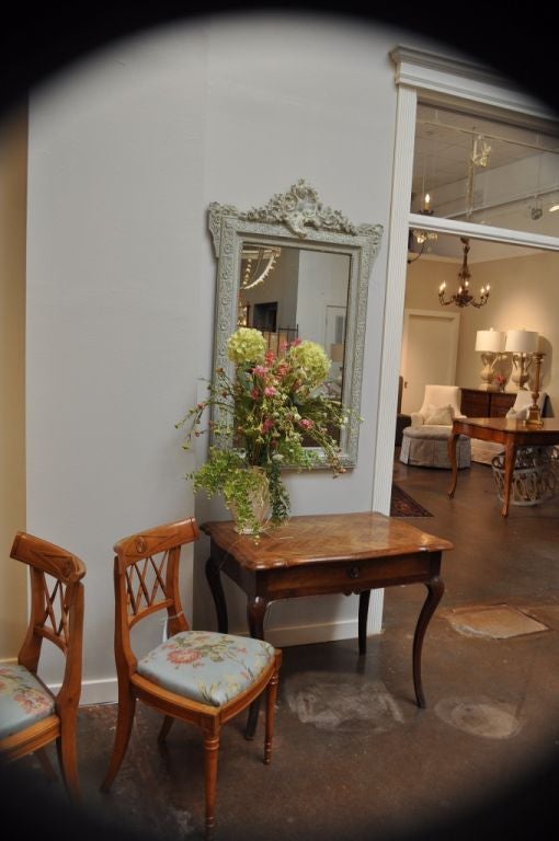 Intricately Carved Framed Mirror of Painted Gold leaf