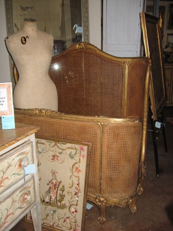 French Gilded, Cane Bed For Sale