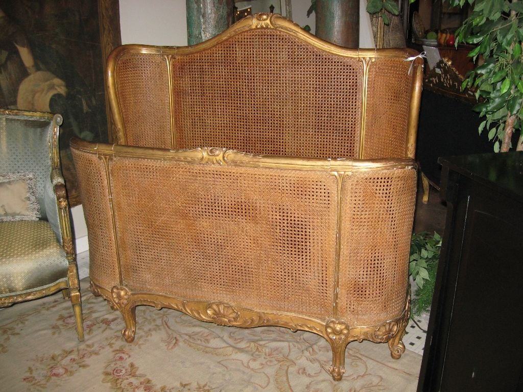 20th Century Gilded, Cane Bed For Sale