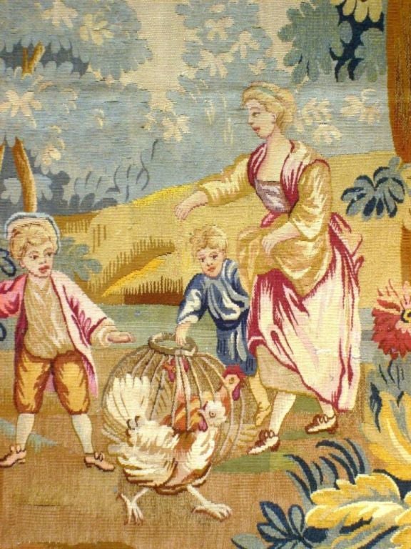 Rare 18th C Silk Tapestry