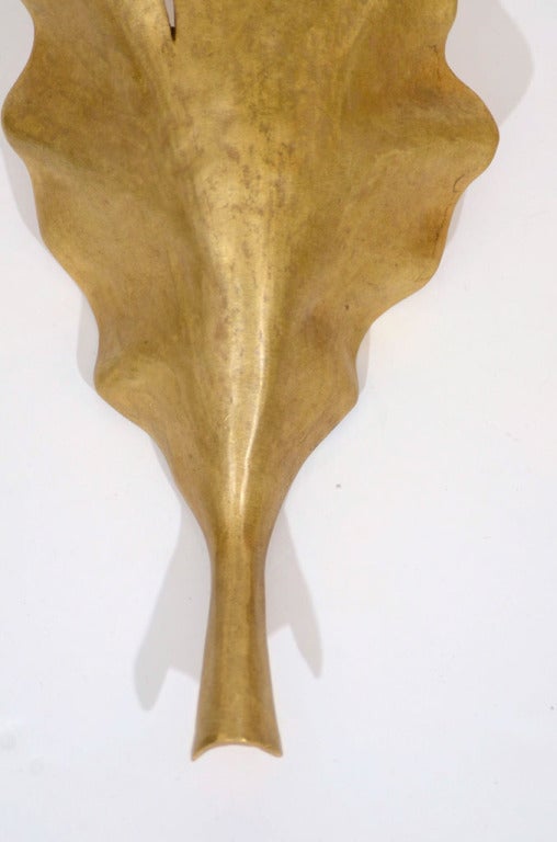 Patinated Marc Bankowsky, New Leaf, Pair of Bronze Sconce, France, 2007 For Sale