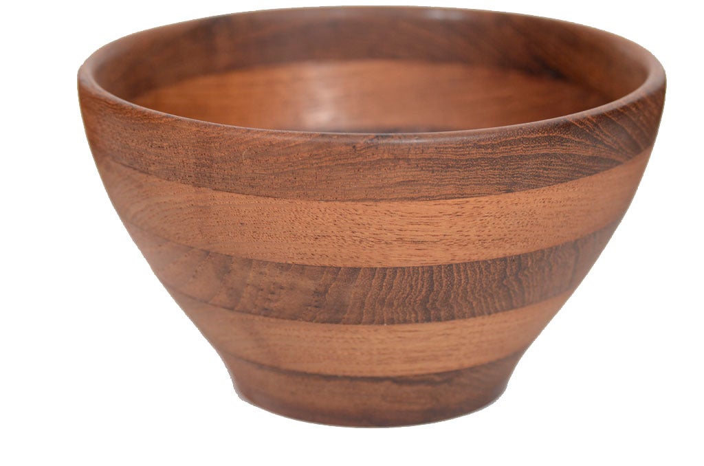 Trio of Solid Danish Modern Teak Turned Wooden Bowls For Sale 1