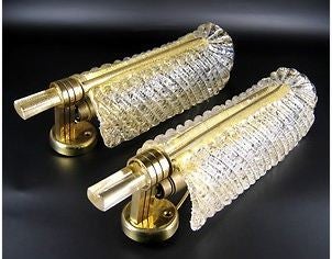 Stunning Pair Barovier & Toso Murano Glass Leaf Sconces 6