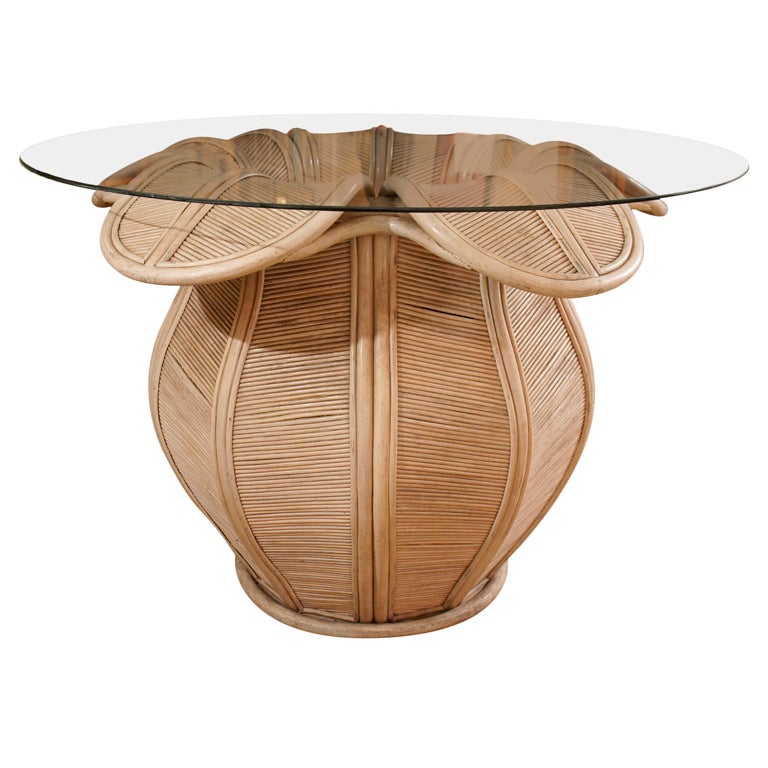 A Bell Flower Shaped Rattan Table