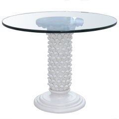 Italian Glazed Terra-Cotta Pedestal Center Table with Glass Top