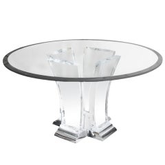 Lucite and Nickel Dining Table with Glass Top
