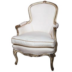 Vintage French Louis XV Style Painted Bergere Chair
