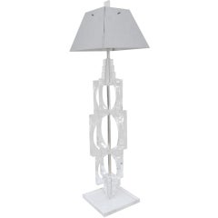 Lucite Floor Lamp with Metal Shade