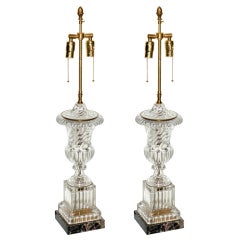 Retro A Pair of French Vase Shaped Crystal Table Lamps