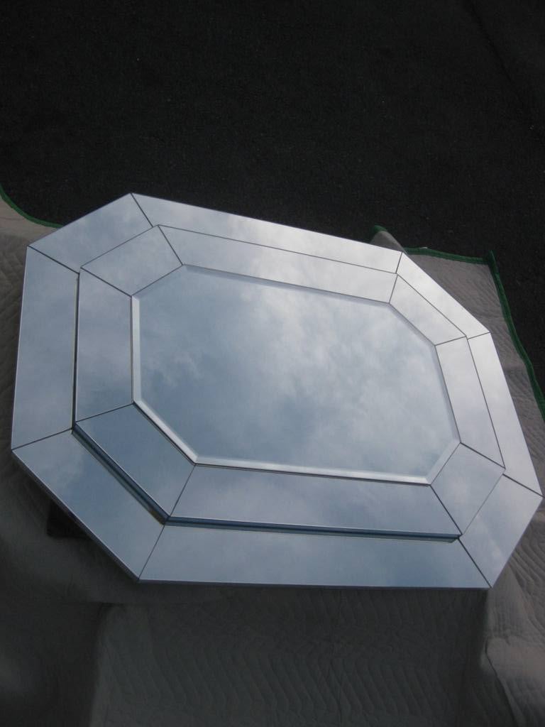 Mid-Century Modern Elongated Octagonal Step Mirror For Sale