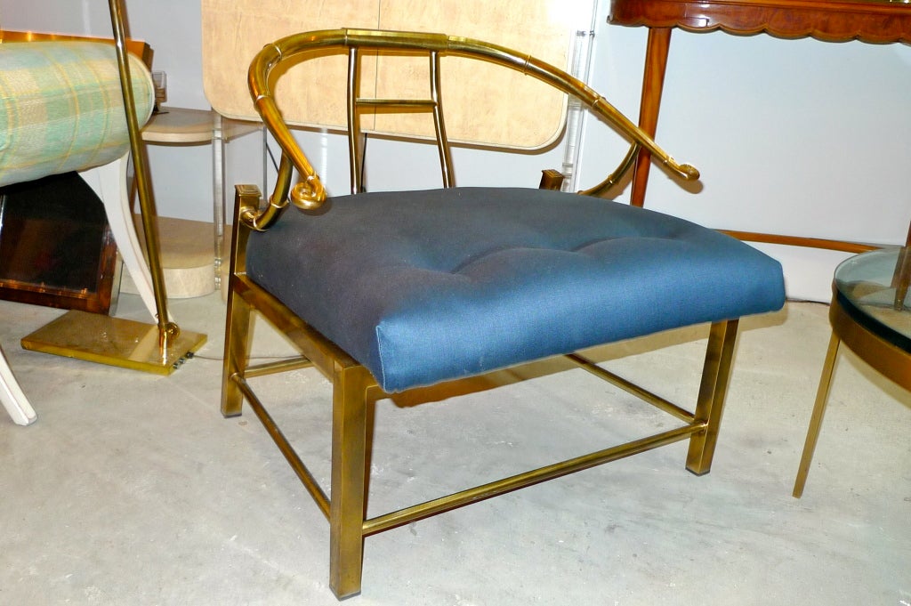 Italian Mastercraft Brass Horseshoe Lounge Chair