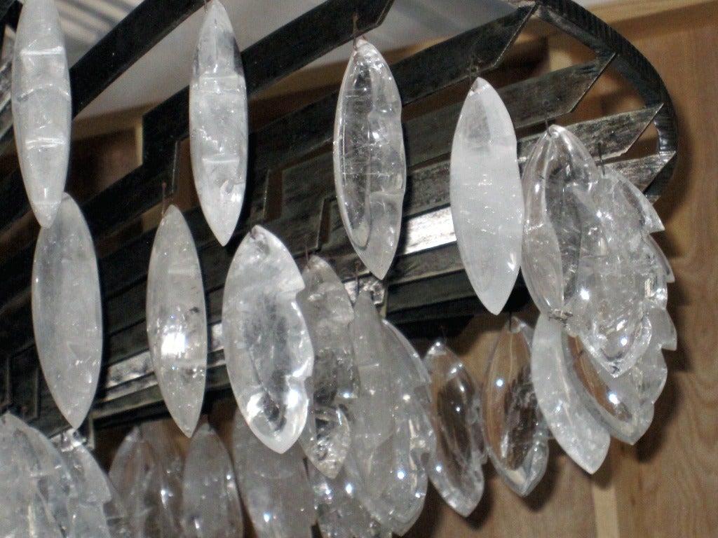Pair of Rock Crystal and Hand Hammered Chandeliers 1