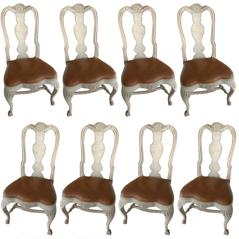 A Rare Set of 8 Swedish Rococo Chairs
