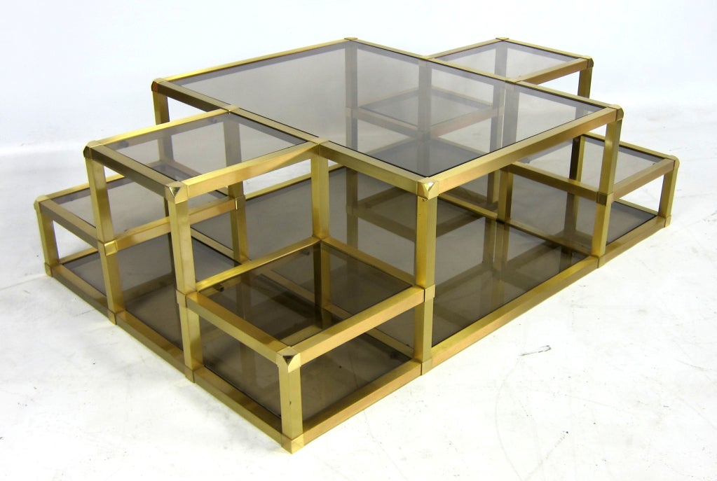 Late 20th Century Large Multi-Level Brass Cocktail Table