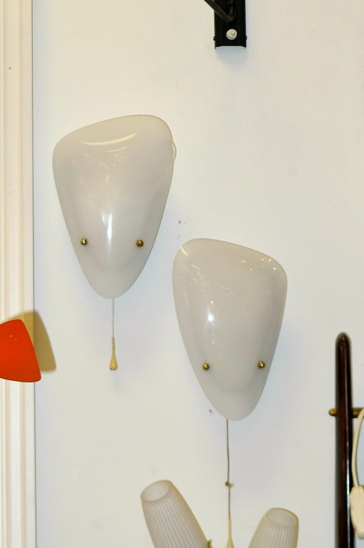 Mid-20th Century Pair of French 1950's Biomorphic Plexi Sconces For Sale