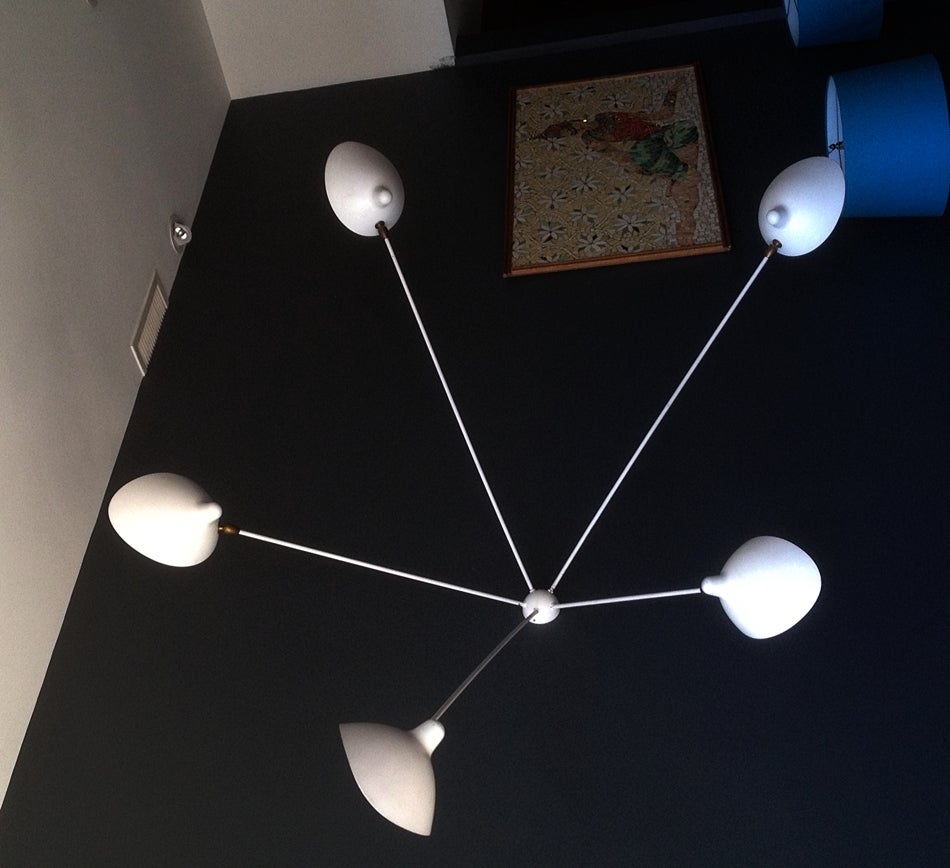 French Spider Ceiling Lamp with 5 Arms by Serge Mouille