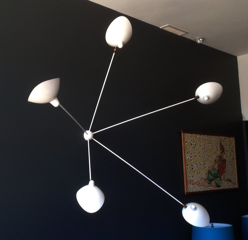 Mid-20th Century Spider Ceiling Lamp with 5 Arms by Serge Mouille