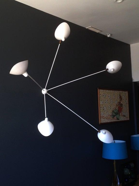 Metal Spider Ceiling Lamp with 5 Arms by Serge Mouille