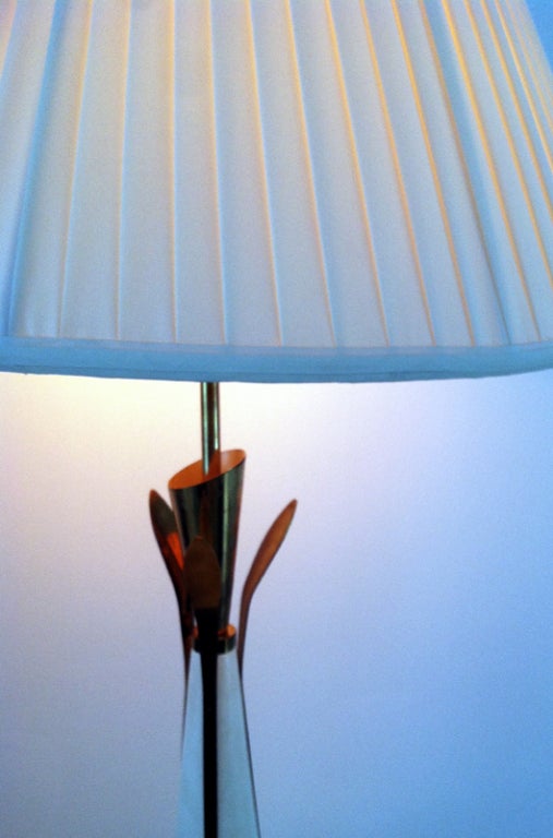 American Mid Century Brass Table lamp with shade Excelsior Art Studios