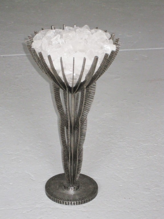 Cristal Paire de lampes de table en cristal de roche en vente