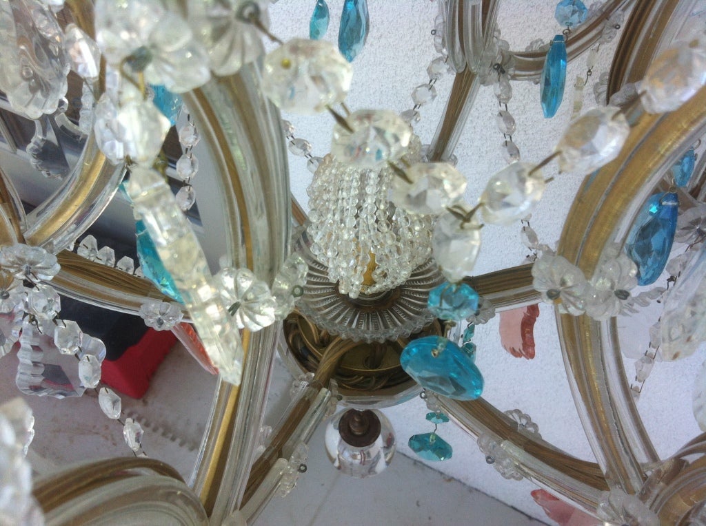 Vintage Pink and Turquoise Chandelier 6
