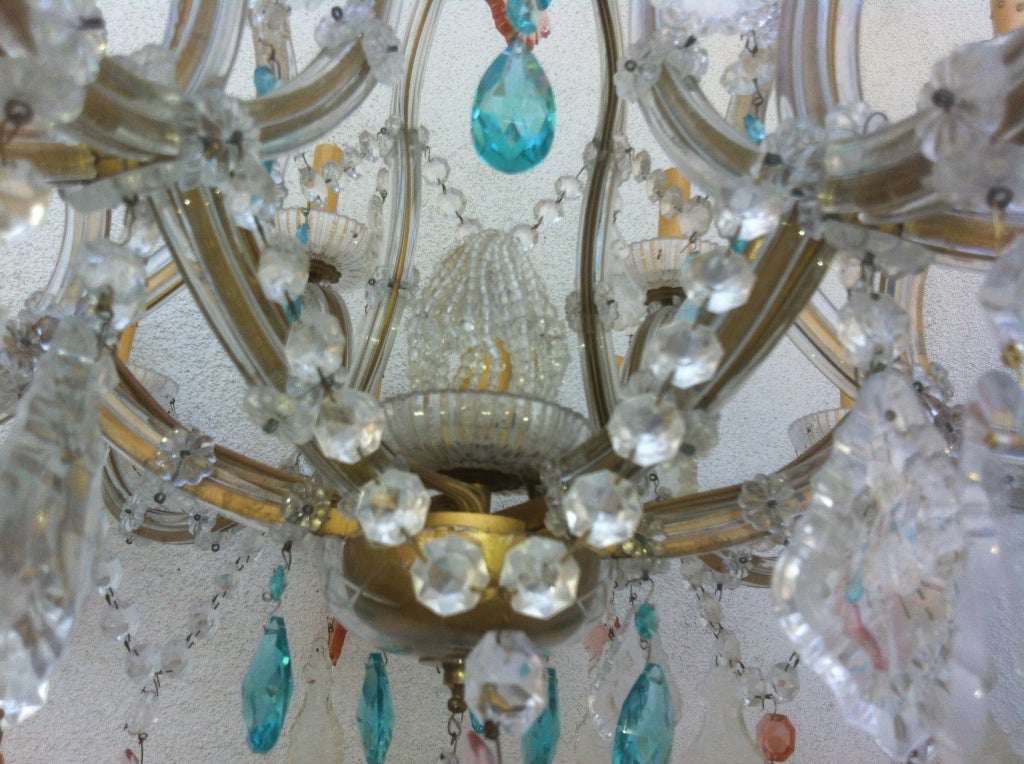 Vintage Pink and Turquoise Chandelier 7