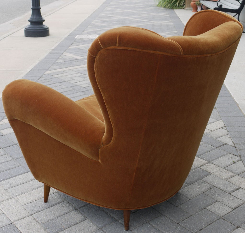 Large Sculptural Italian Wing Chairs in Mohair 1