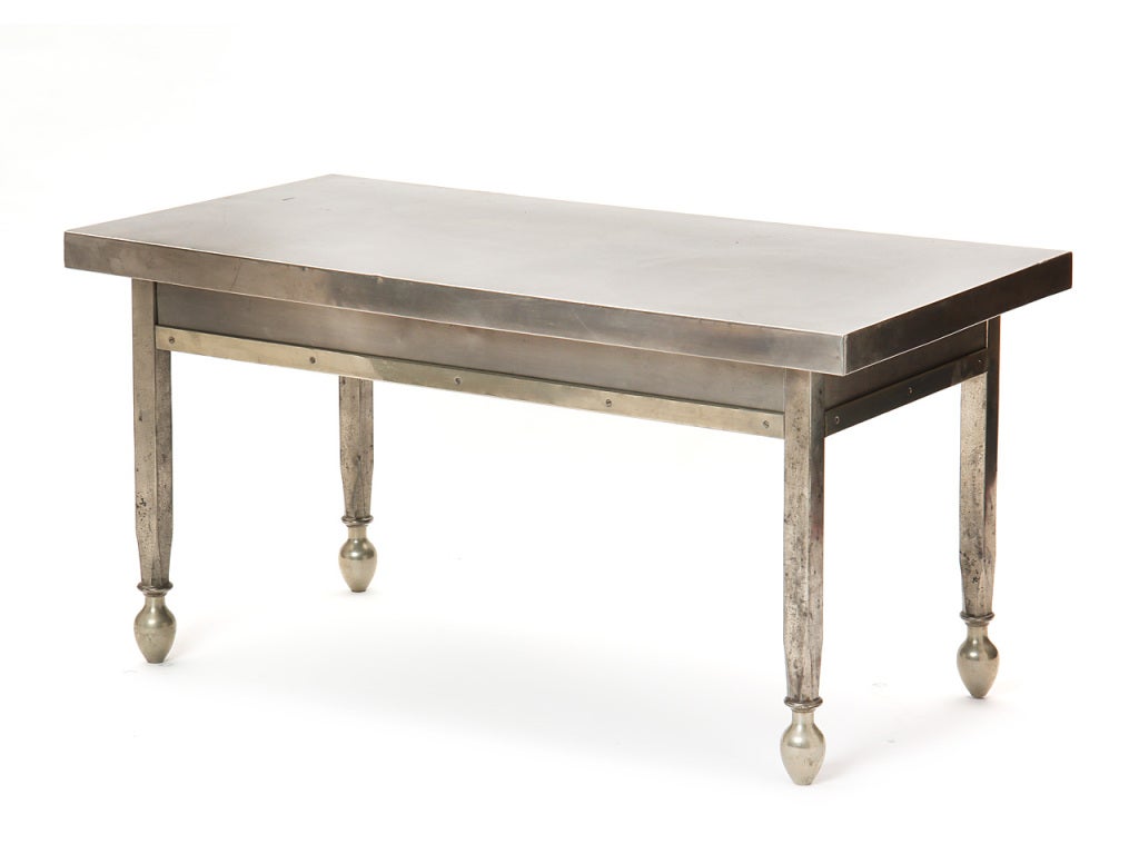 A low nickel-plated table.