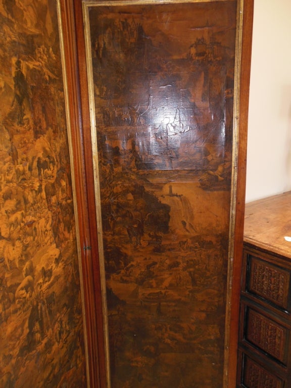 Paper Antique English Decoupage 4-Panel Screen For Sale