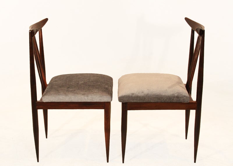 Set of Six Rosewood Dining Chairs by Giuseppi Scapinelli In Good Condition In Hollywood, CA