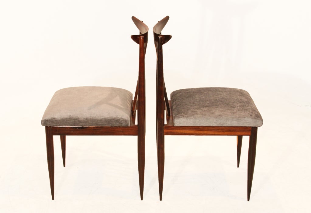 Mid-20th Century Set of Six Rosewood Dining Chairs by Giuseppi Scapinelli