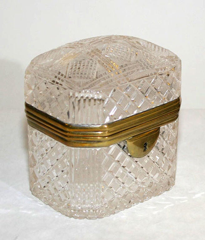 A CUT GLASS BOX.. FRENCH,  LATE 19th CENTURY