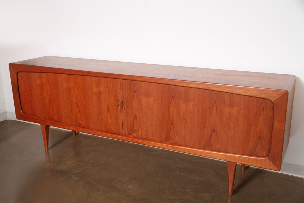 Long & Sleek Danish Modern Tambour Door Cabinet
