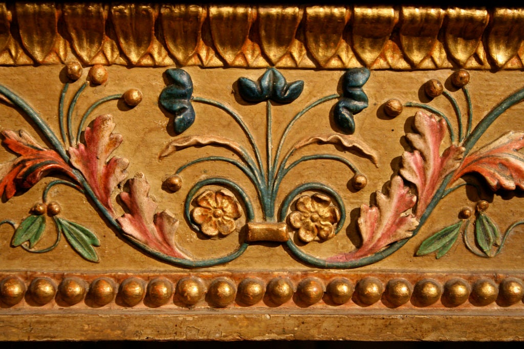 Louis XVI Italian Neoclassical Carved and Gilt Polychrome Console Table, circa 1780 For Sale